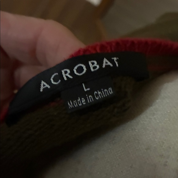 Acrobat Olive Sweater with Colorful Accents - Picture 3 of 3